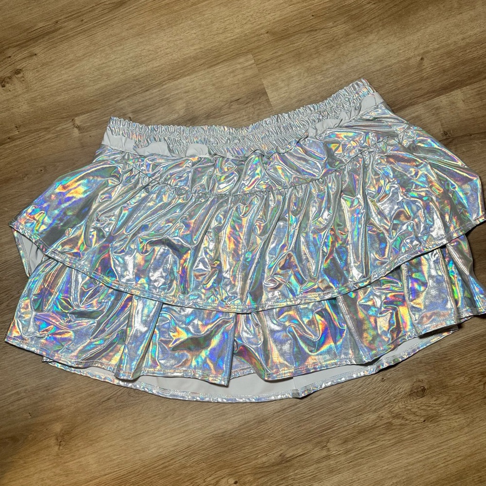 Holographic Silver Skirt w/ built in shorts